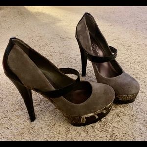 Jessica Simpson 5 inch Platform Grey Suede Heels